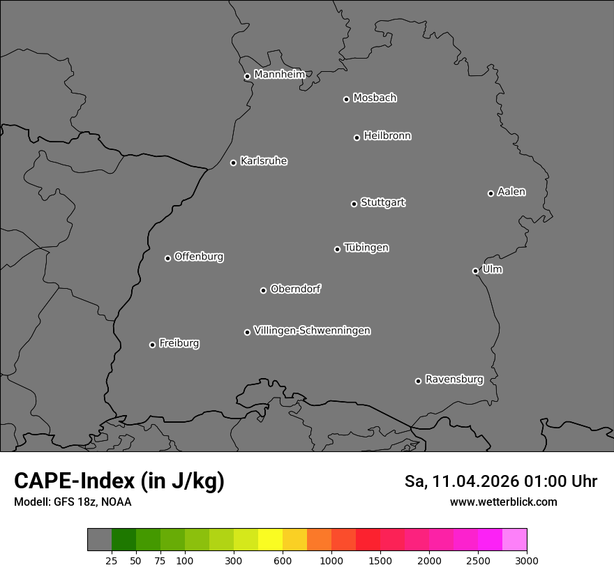 Modellkarte GFS – cape – bw