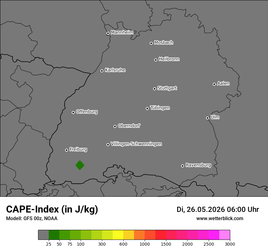 Modellkarte GFS – cape – bw
