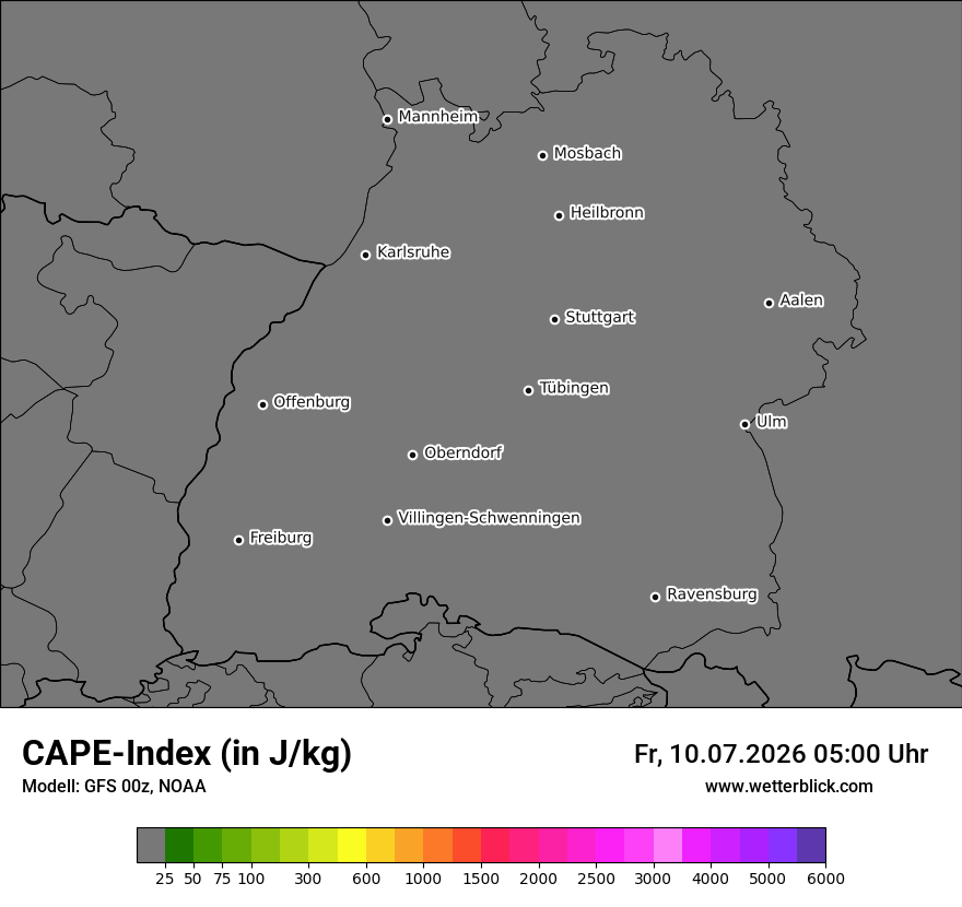 Modellkarte GFS – cape – bw