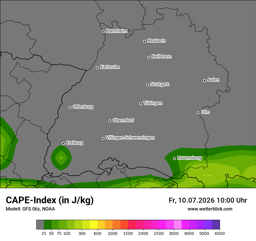 Modellkarte GFS – cape – bw