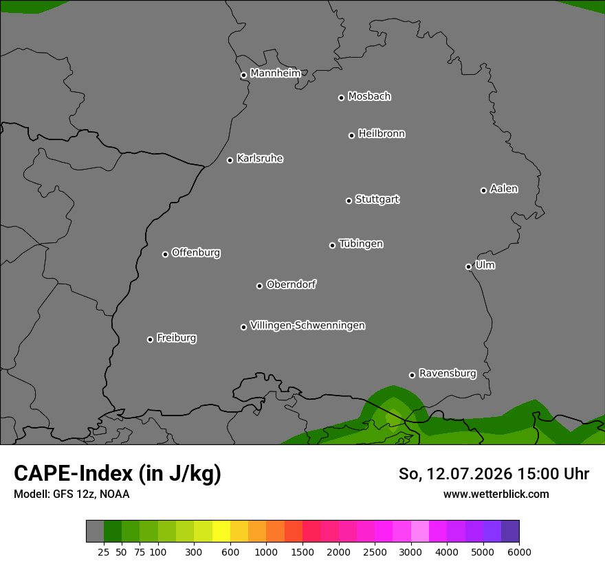 Modellkarte GFS – cape – bw