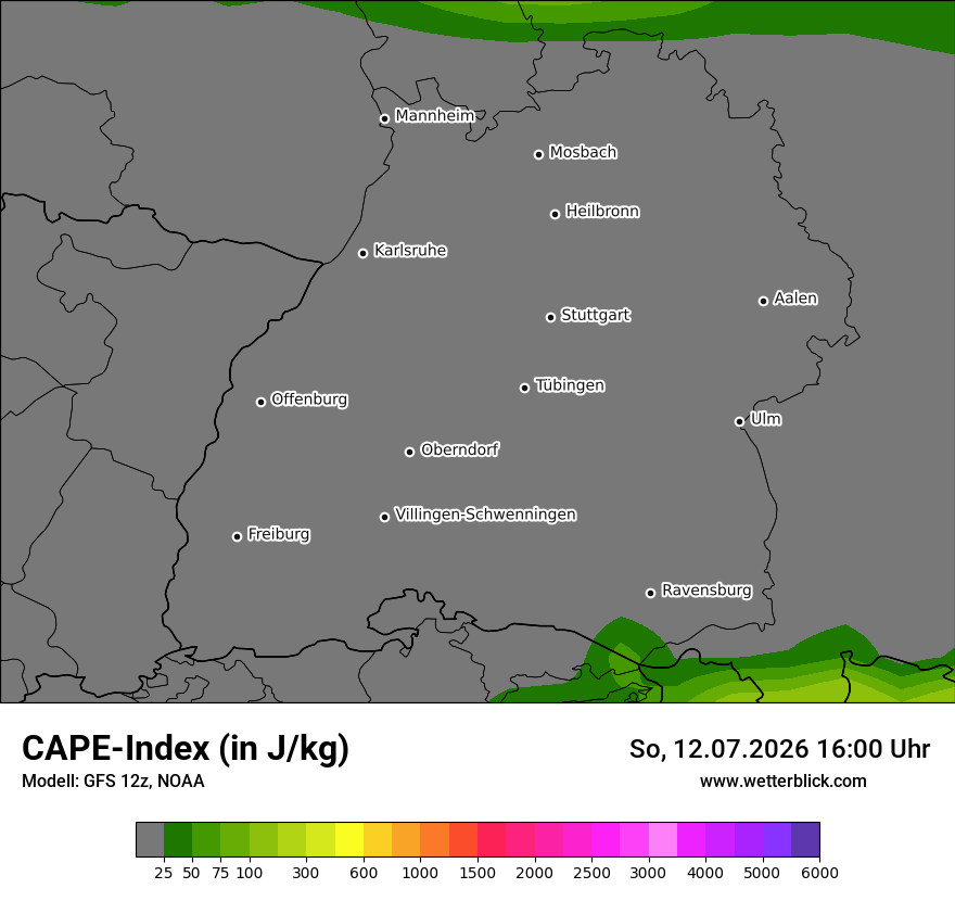Modellkarte GFS – cape – bw