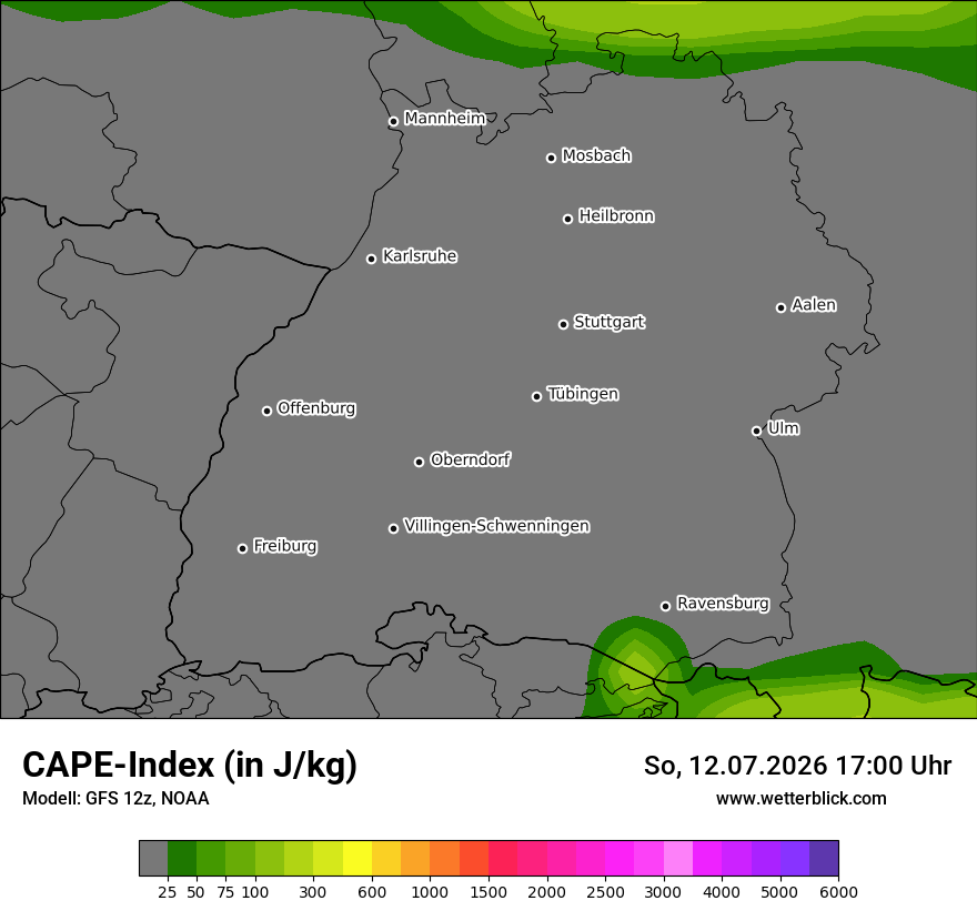 Modellkarte GFS – cape – bw