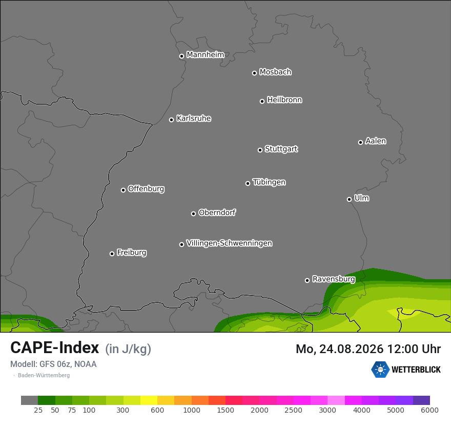 Modellkarte GFS – cape – bw