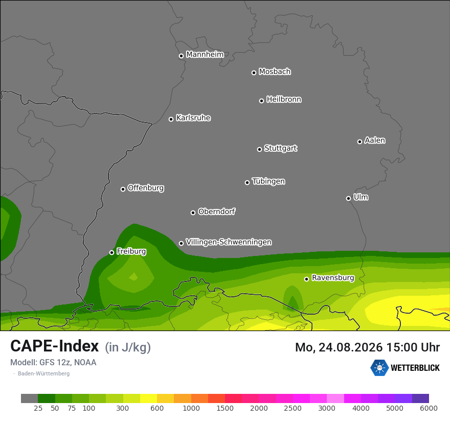 Modellkarte GFS – cape – bw
