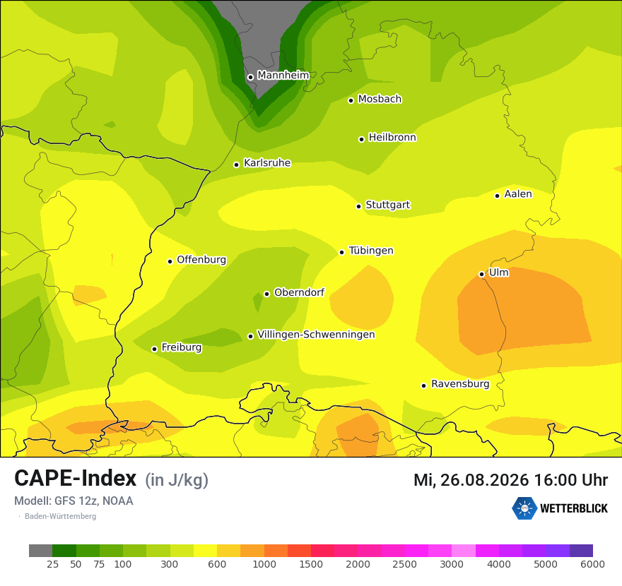 Modellkarte GFS – cape – bw