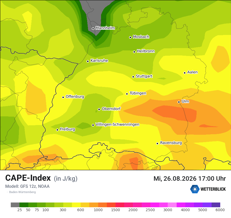 Modellkarte GFS – cape – bw