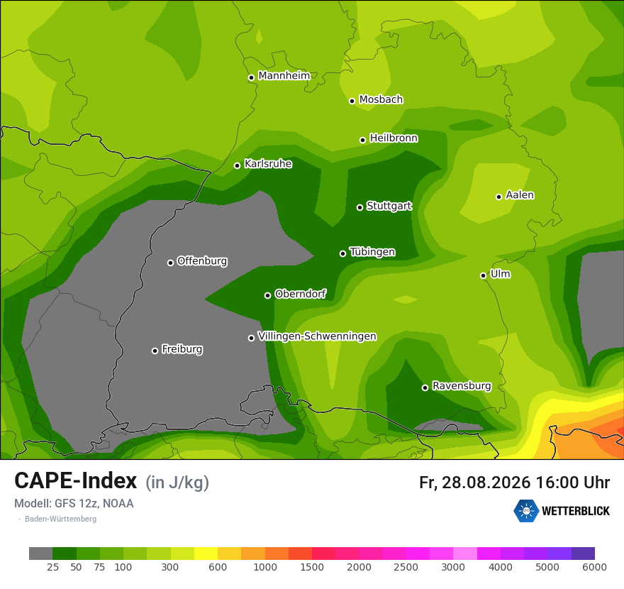 Modellkarte GFS – cape – bw
