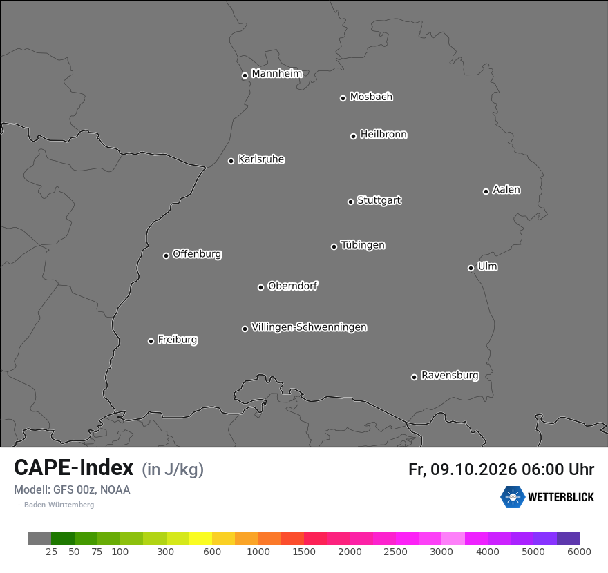 Modellkarte GFS – cape – bw