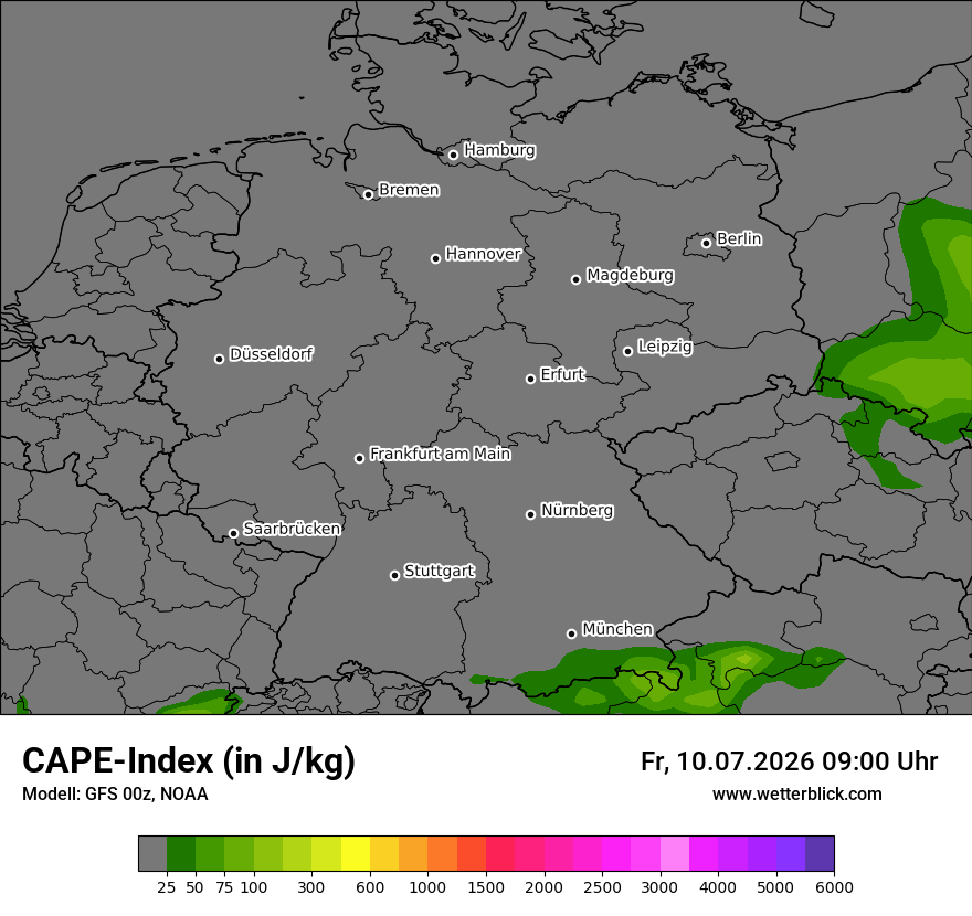 Modellkarte GFS – cape – deutschland