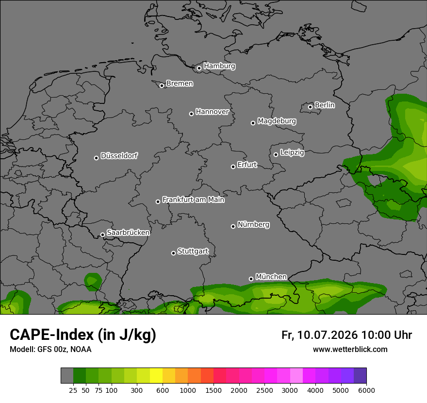 Modellkarte GFS – cape – deutschland