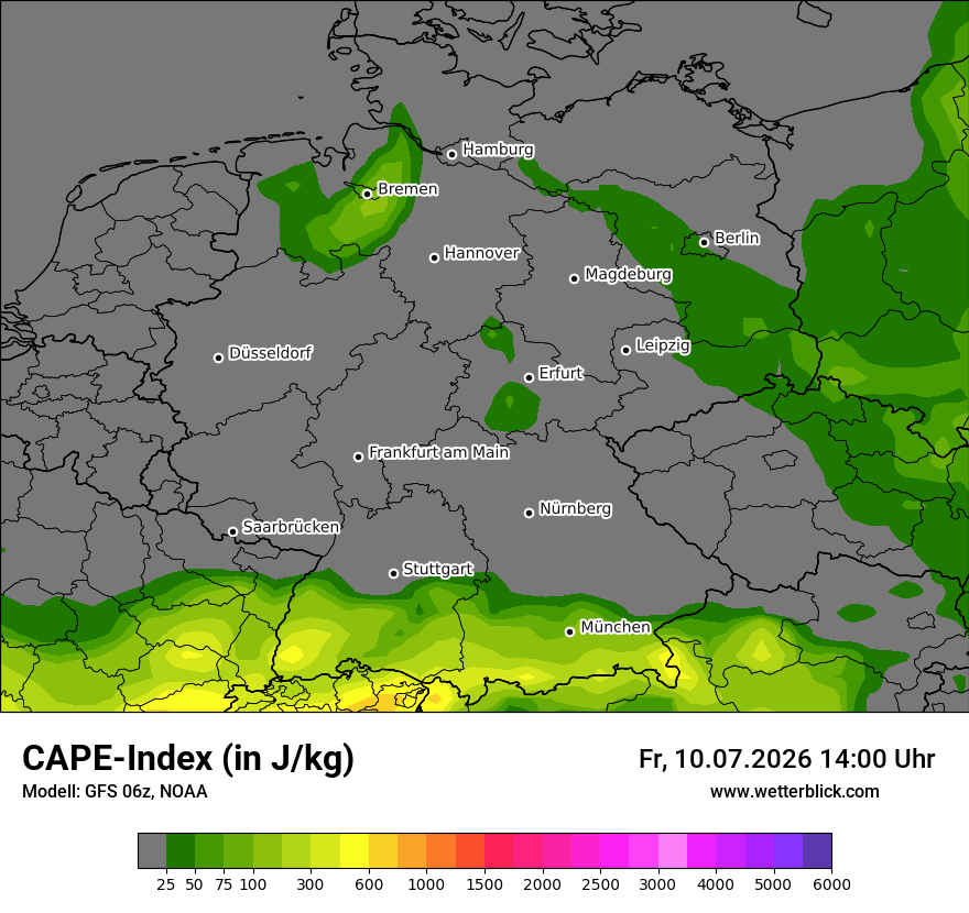 Modellkarte GFS – cape – deutschland