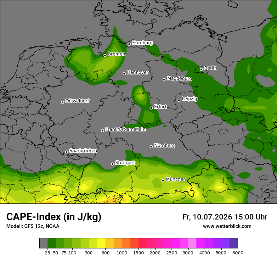 Modellkarte GFS – cape – deutschland