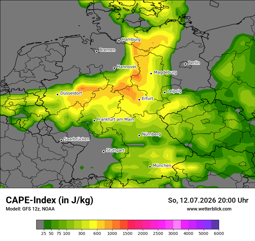 Modellkarte GFS – cape – deutschland