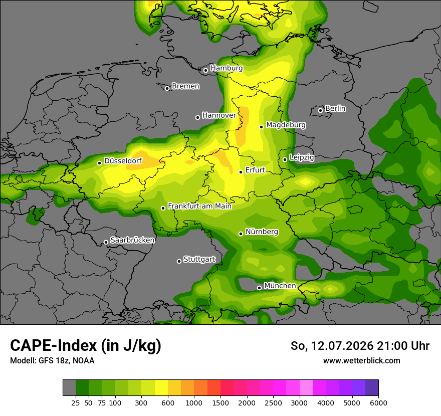 Modellkarte GFS – cape – deutschland