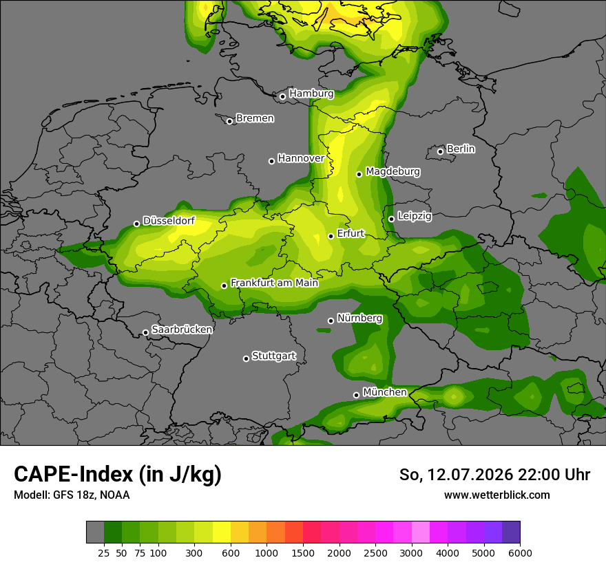 Modellkarte GFS – cape – deutschland