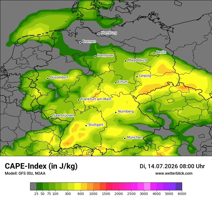 Modellkarte GFS – cape – deutschland