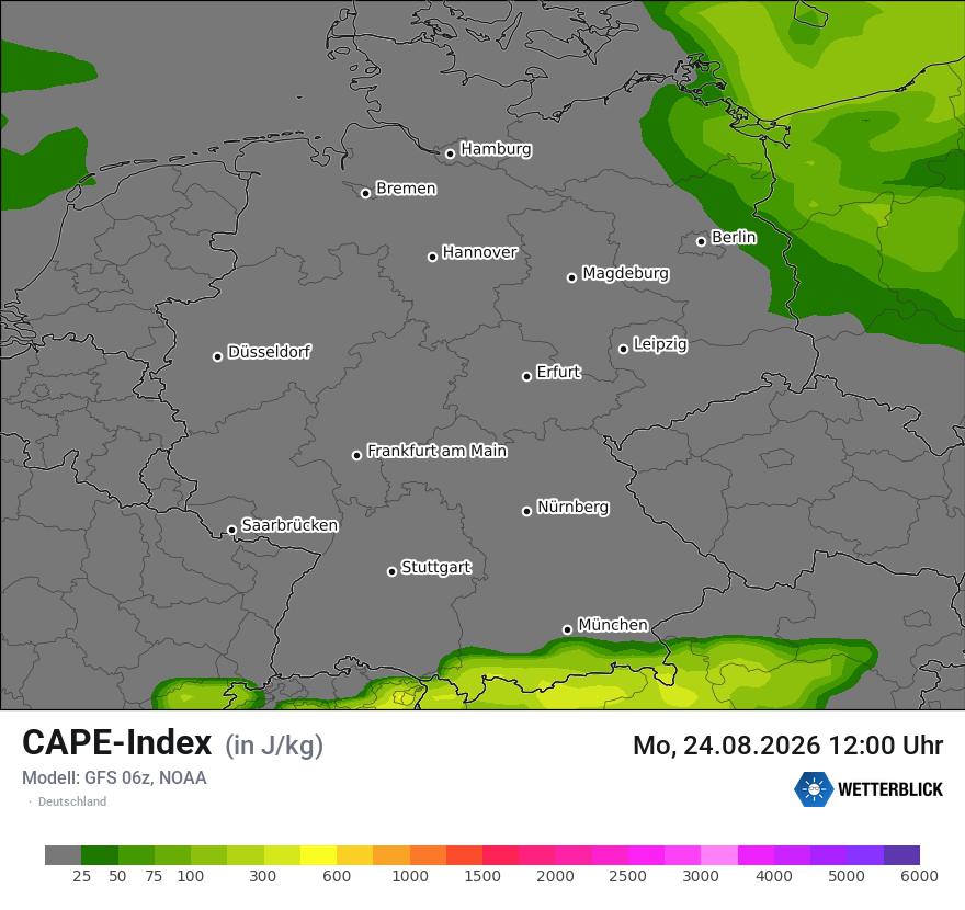 Modellkarte GFS – cape – deutschland