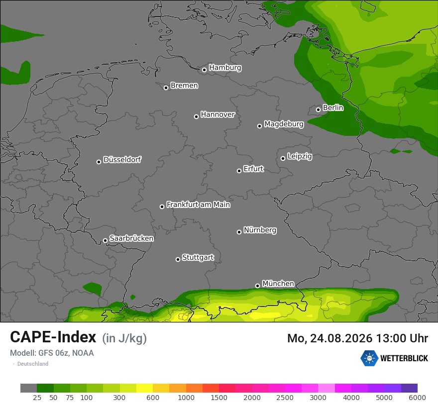 Modellkarte GFS – cape – deutschland