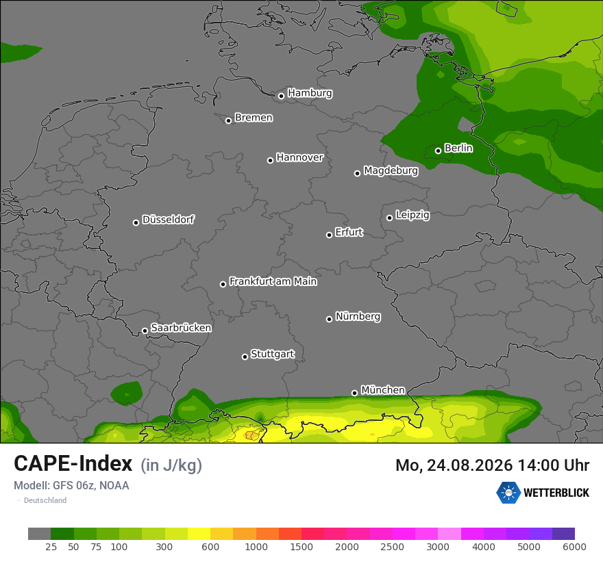 Modellkarte GFS – cape – deutschland