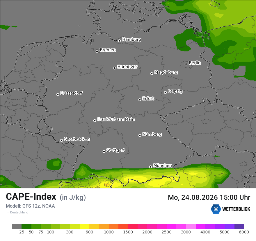 Modellkarte GFS – cape – deutschland