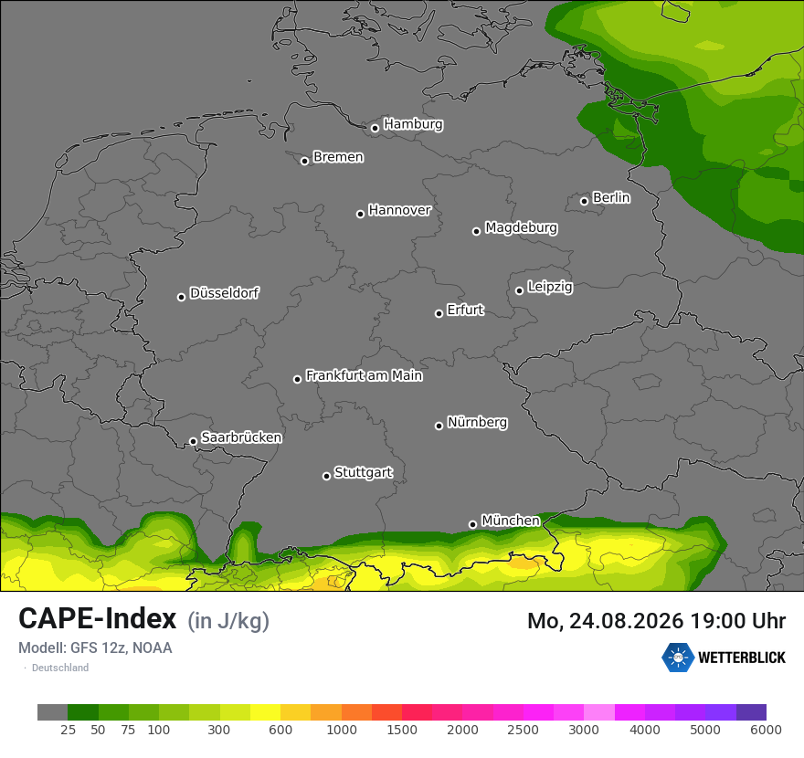 Modellkarte GFS – cape – deutschland