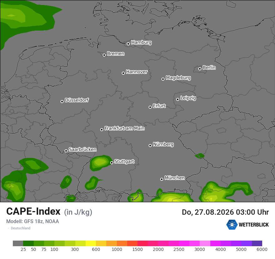 Modellkarte GFS – cape – deutschland