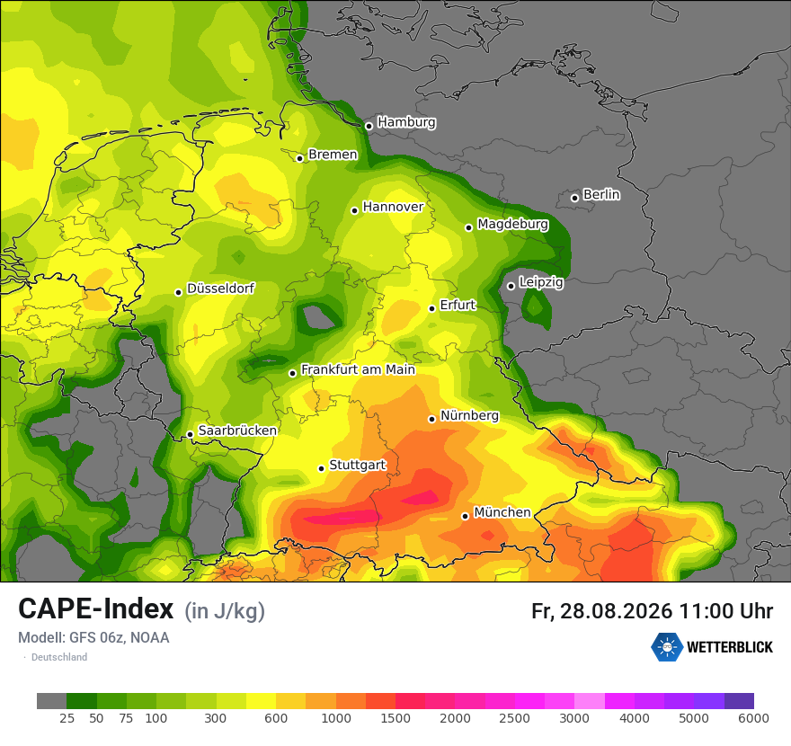 Modellkarte GFS – cape – deutschland