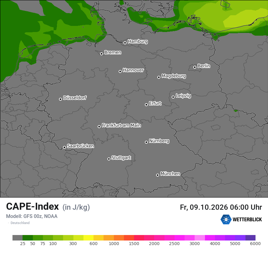 Modellkarte GFS – cape – deutschland