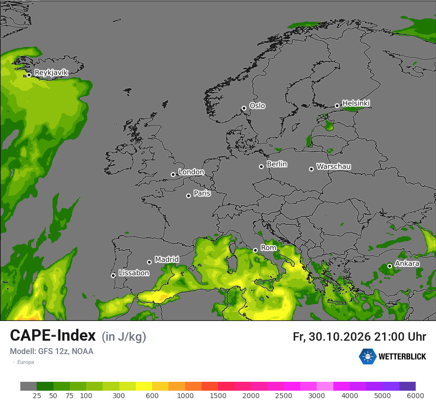 Modellkarte GFS – cape – europa
