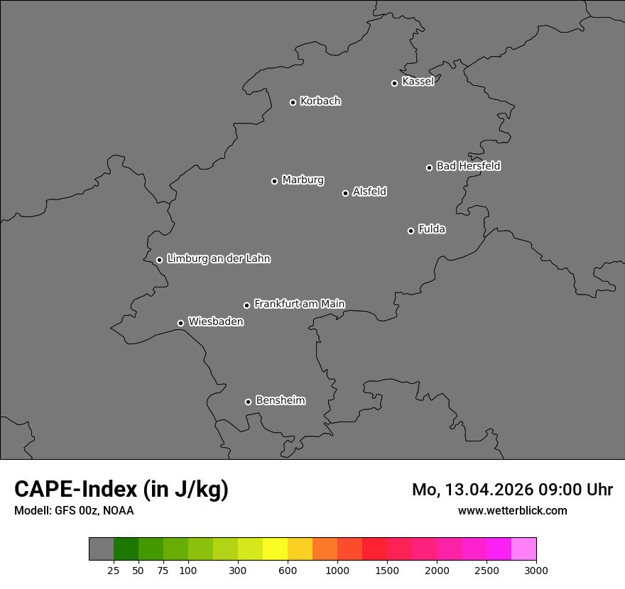 Modellkarte GFS – cape – he