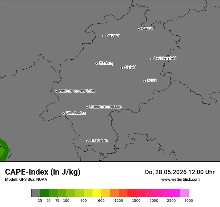 Modellkarte GFS – cape – he