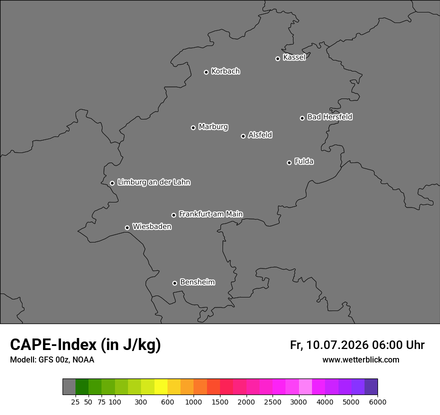 Modellkarte GFS – cape – he