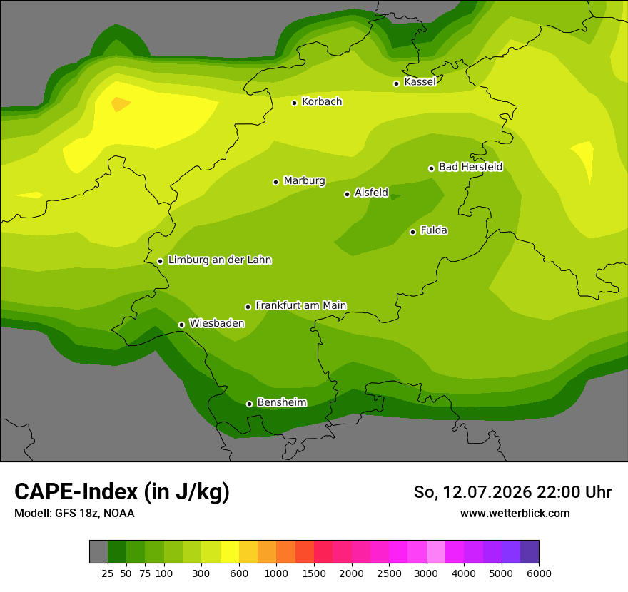 Modellkarte GFS – cape – he