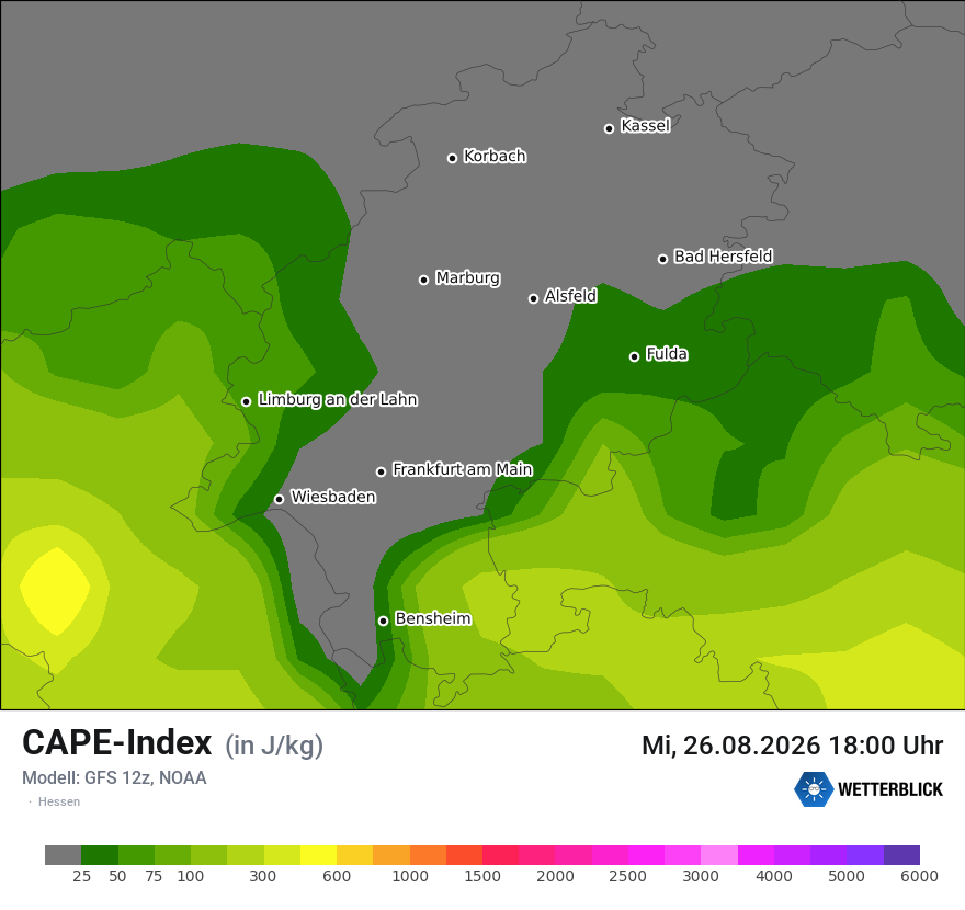 Modellkarte GFS – cape – he