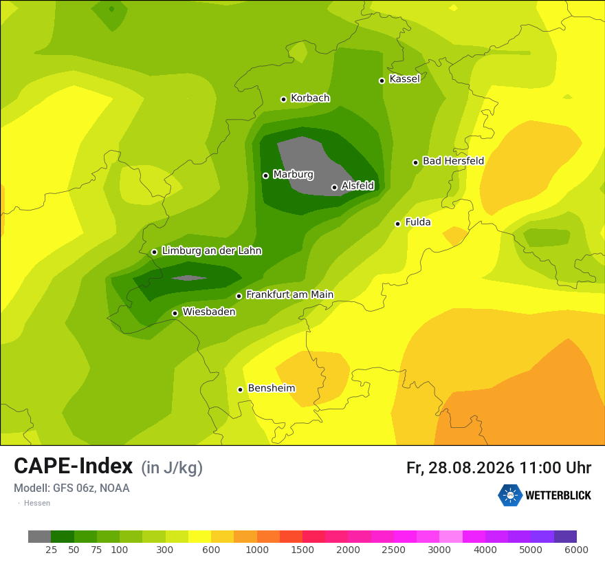 Modellkarte GFS – cape – he