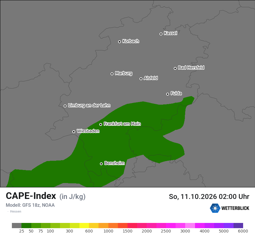 Modellkarte GFS – cape – he