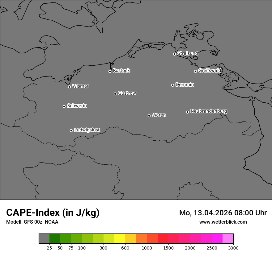 Modellkarte GFS – cape – mv