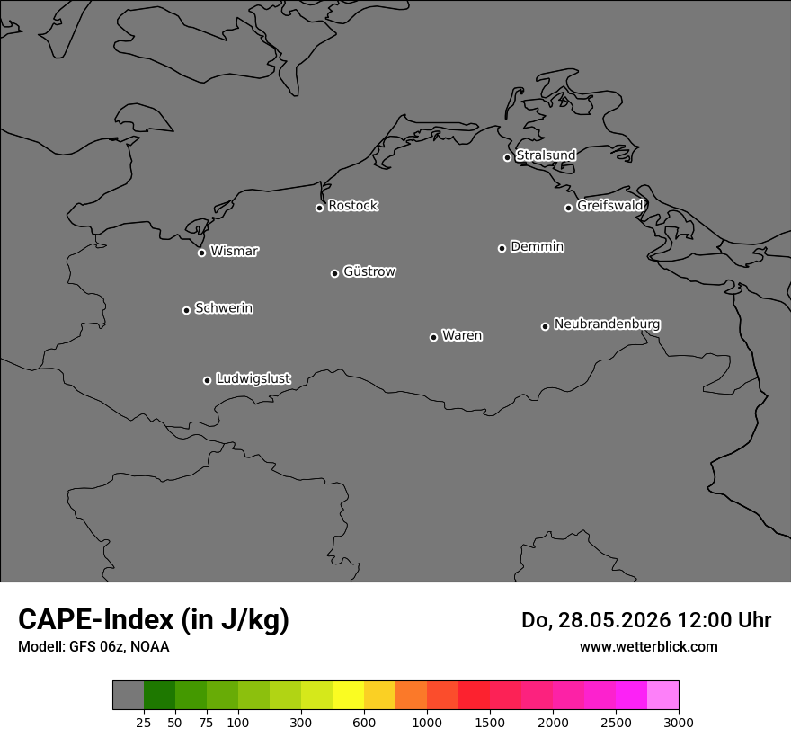 Modellkarte GFS – cape – mv