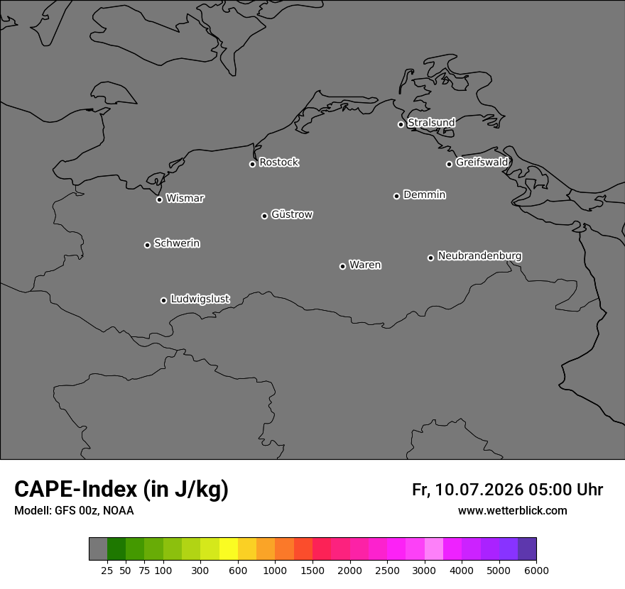 Modellkarte GFS – cape – mv