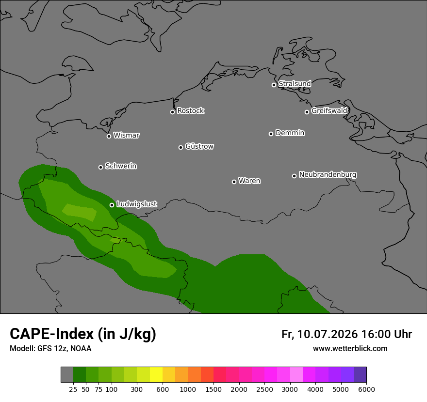 Modellkarte GFS – cape – mv