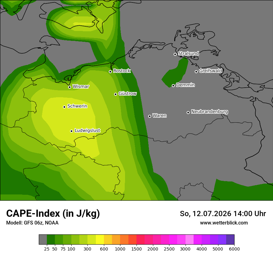 Modellkarte GFS – cape – mv