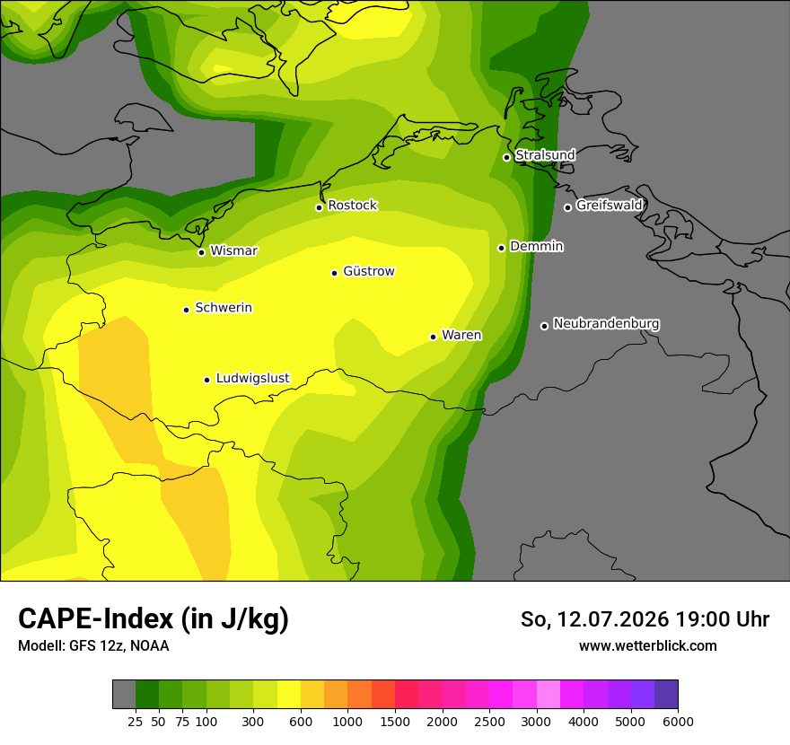Modellkarte GFS – cape – mv