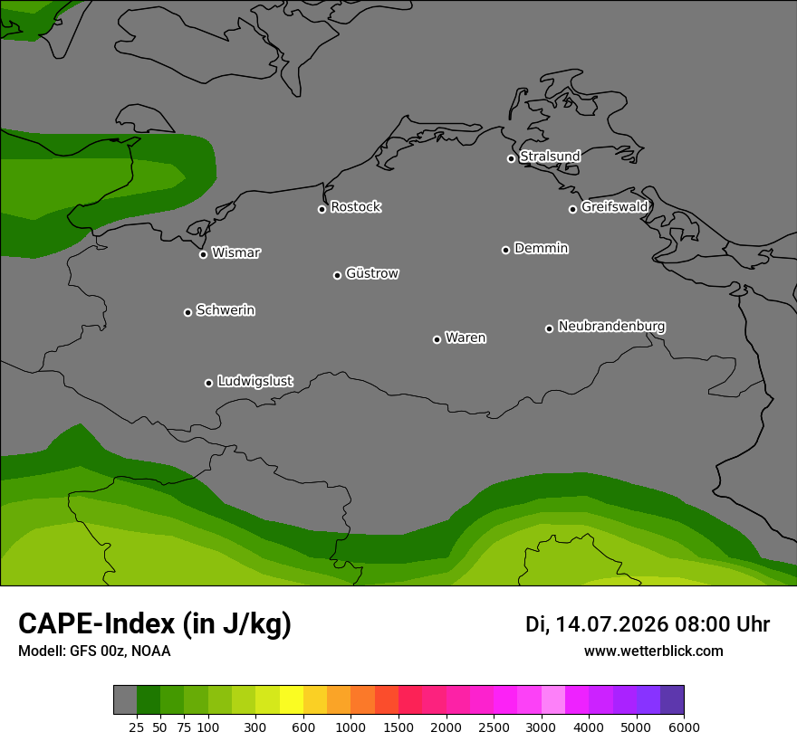 Modellkarte GFS – cape – mv