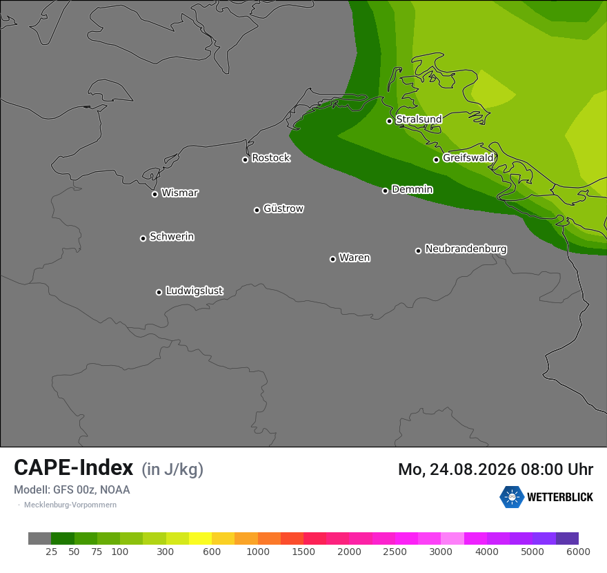 Modellkarte GFS – cape – mv