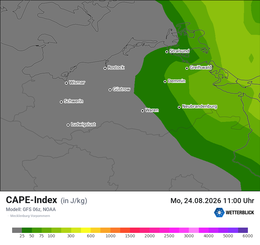 Modellkarte GFS – cape – mv