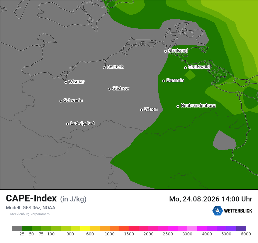 Modellkarte GFS – cape – mv