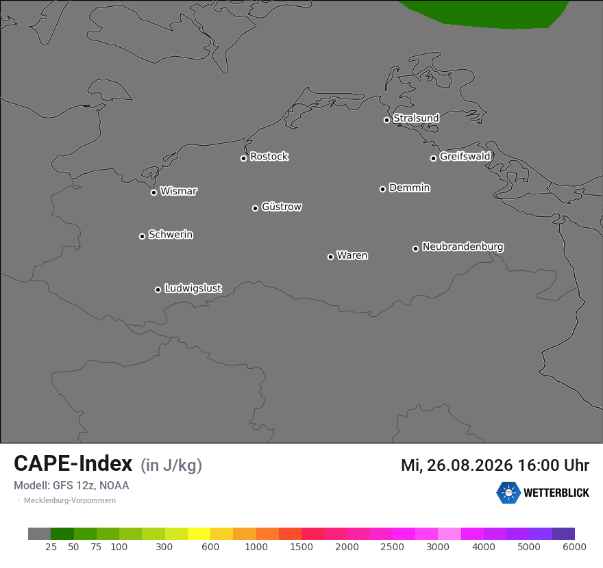 Modellkarte GFS – cape – mv