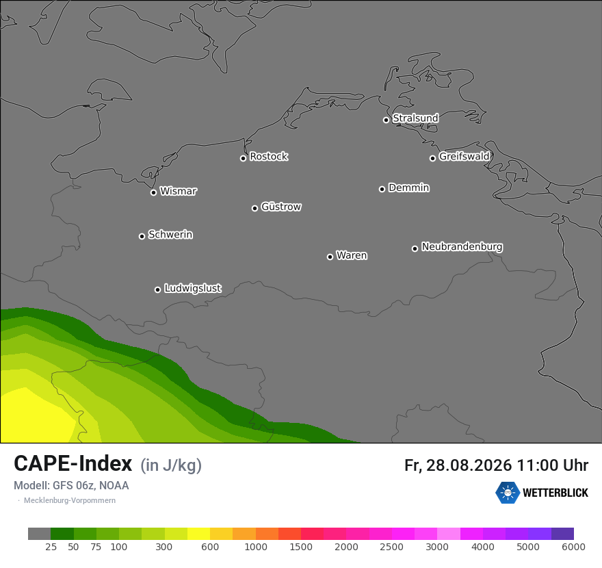 Modellkarte GFS – cape – mv