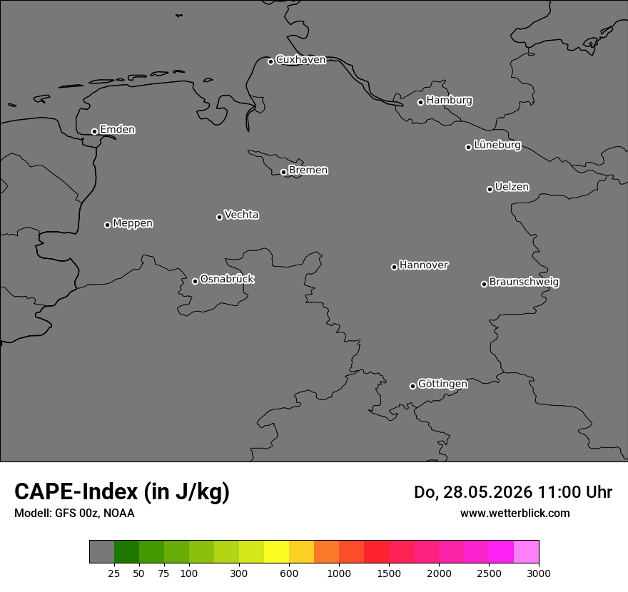 Modellkarte GFS – cape – ni